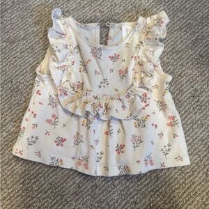 Modern Moments Gerber White Floral Ruffle Blouse Sleeveless Tank 100% cotton